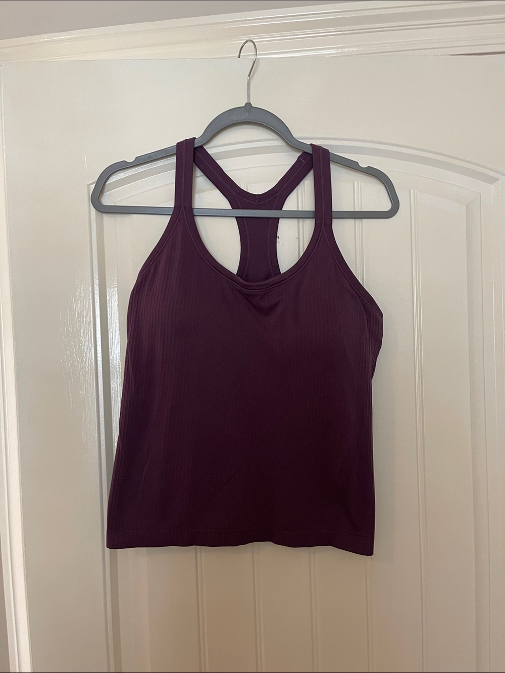 CRZ YOGA XL Plum Ribbed Racerback Top with Built-In Bra